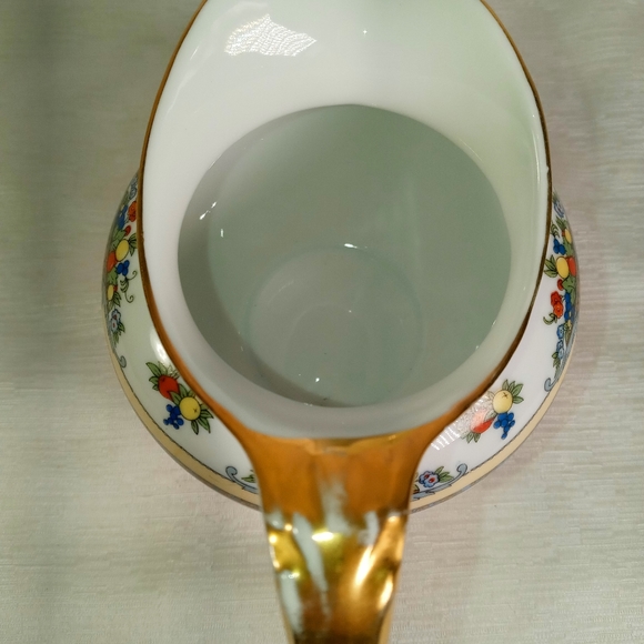 Antique Royal Bayreuth Bavaria China Creamer White multi-color fruits decor - Picture 3 of 7